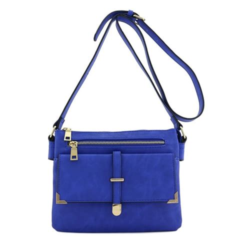 Double Compartment Flap Pocket Crossbody Bag Royal Blue Cc187wytock