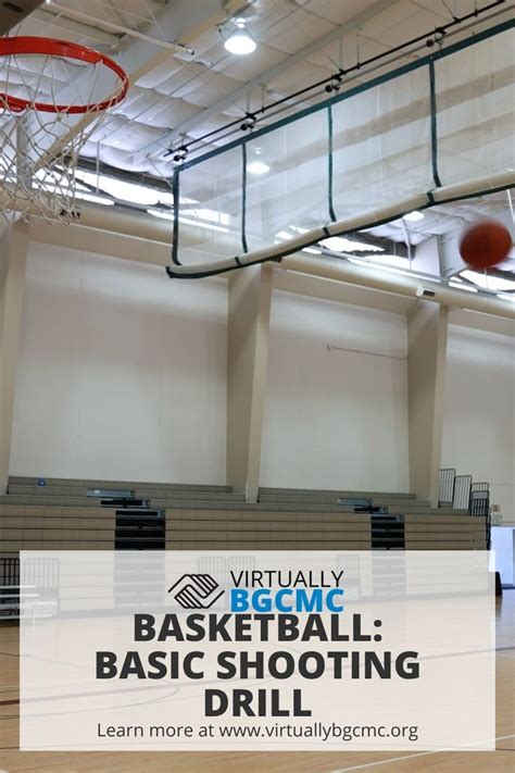 an indoor basketball hoop with the words virtually bcm basic shooting drill