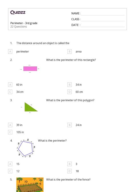 50 Perimeter Worksheets For 3rd Grade On Quizizz Free And Printable