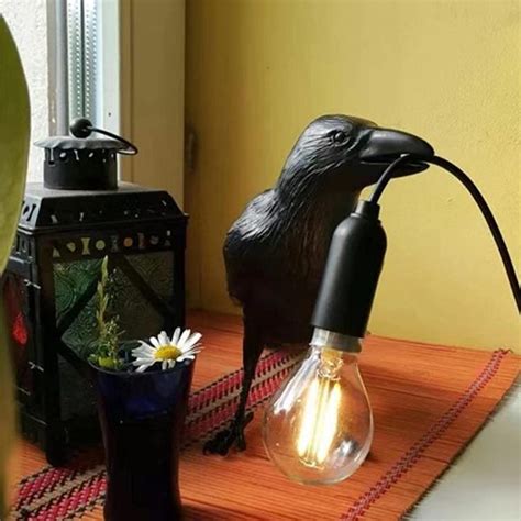 Raven Desk Lamp, Raven Lamp, Bird Lamp, Resin LED Bird Lamp for Bedroom ...