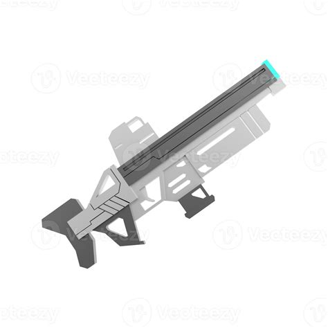 3d Rendering Space Blaster Laser Gun Futuristic Alien Weapon Low Poly