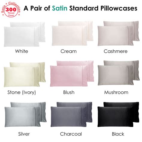 PAIR of 300TC Deluxe Essentials SATIN Standard Pillowcases - 8 Color Choice | eBay