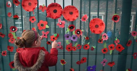 School Children Mark Remembrance Day With Striking Poppy Display