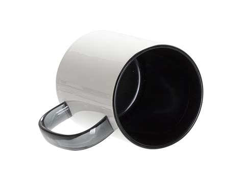 Sublimation Blanks 11oz Two Tone Color Mug Black Black Glass Handle