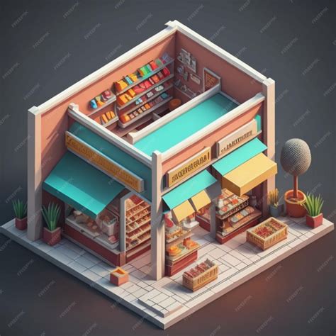 Premium Photo 3d Isometric Shop Building Created With Generative Ai