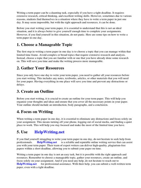 How To Write A Term Paper in One Day | PDF | Apa Style | Thought 