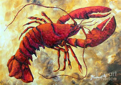 Coastal Lobster Decorative Painting Original Art Coastal Luxe Lobster ...