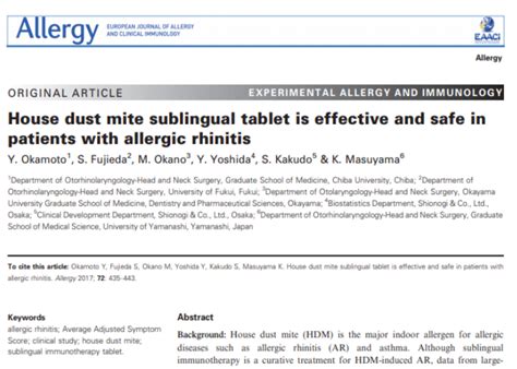 House Dust Mite Sublingual Immunotherapy Is Safe And Appears To Be