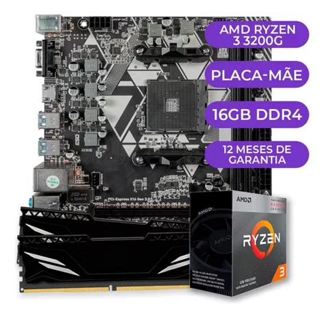 Kit Upgrade Gamer Amd Ryzen 3 3200g Placa Mãe 16gb Ddr4 Parcelamento Sem Juros