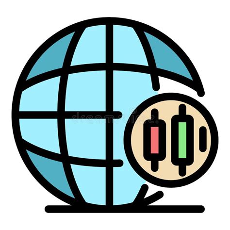 Vector De Contorno De Color De Icono De Comercio Global Stock De