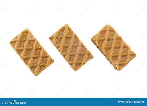 Three Brown Wafers On White Background Stock Photo Image Of