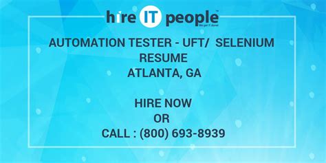 Automation Tester UFT Selenium Resume Atlanta GA Hire IT People