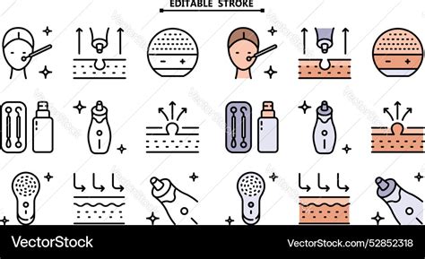 Skin Care Icons Set Editable Stroke Facial Vector Image