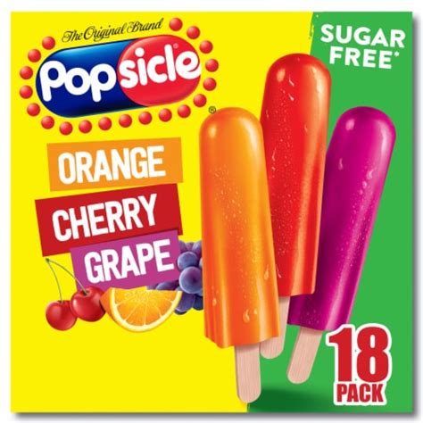 Popsicle Sugar Free Orange Cherry Grape Frozen Variety Pack Ice Pops ...