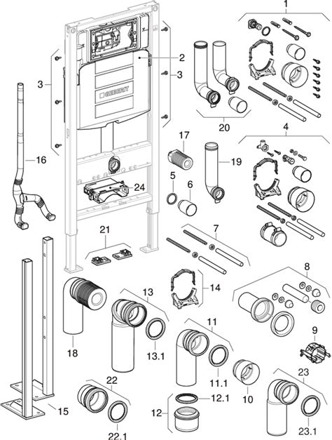 Element montażowy Geberit Duofix do wiszących misek WC 112 cm ze