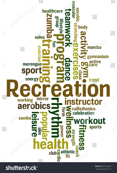 Recreation Word Cloud Concept On White Stock Illustration