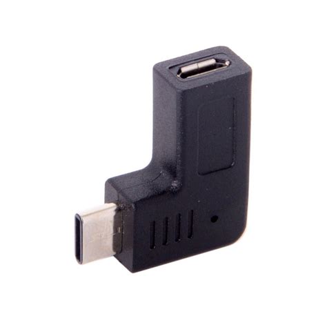 Usb C C tipo macho para fêmea Adaptador Micro USB Dados 90 grau preto