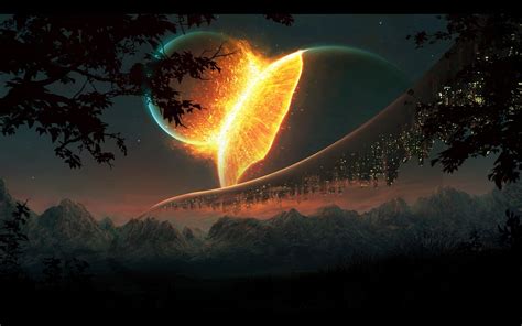 Planets colliding wallpaper | creative and fantasy | Wallpaper Better