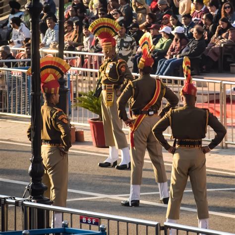 Wagah Border Amritsar Punjab India 02 February 2024 Flag Ceremony