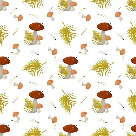 Premium Vector Boletus Forest Mushrooms Seamless Pattern