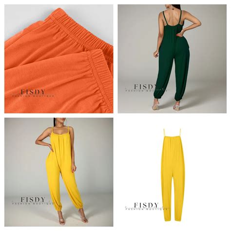 Fisdy Classic Solid Colored Overall Jumpsuit Featuring Stylish