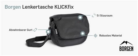 Borgen KLICKfix Lenkertasche Fahrrad Wasserabweisende und geräumige