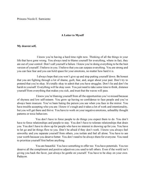 Self compassionate letter - Princess Nicole E. Sarmiento A Letter to