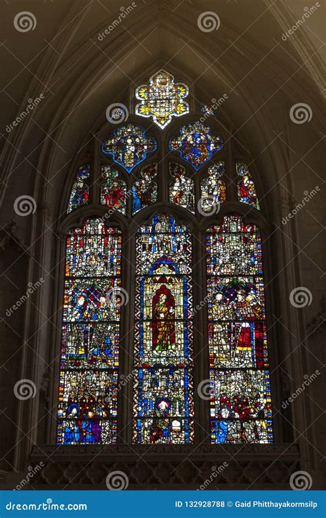 Medieval Stained Glass On East Window Of All Saints Chapel Inside Cathedral Of York Minster In