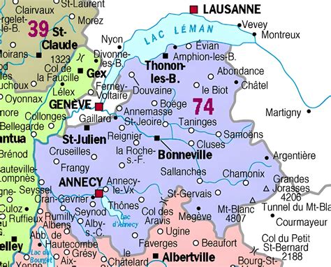 Carte Des Principales Communes De La Haute Savoie