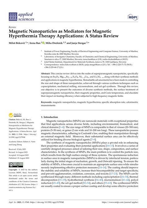 Pdf Magnetic Nanoparticles As Mediators For Magnetic Hyperthermia