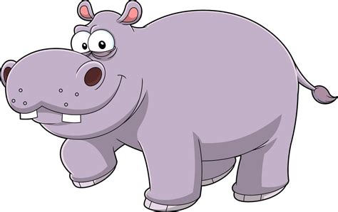 Hippopotamus Animal Cartoon Character. Hand Drawn Illustration 42893829 ...