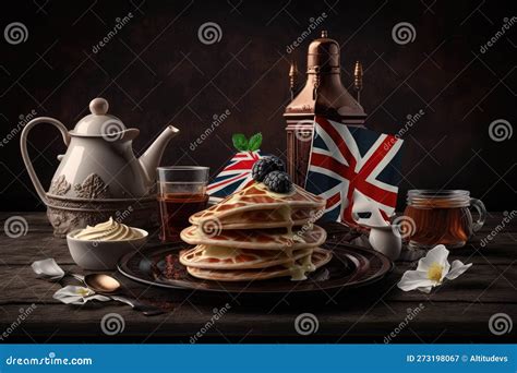 Pancake Day Delicious Traditional British Breakfast With Crispy And