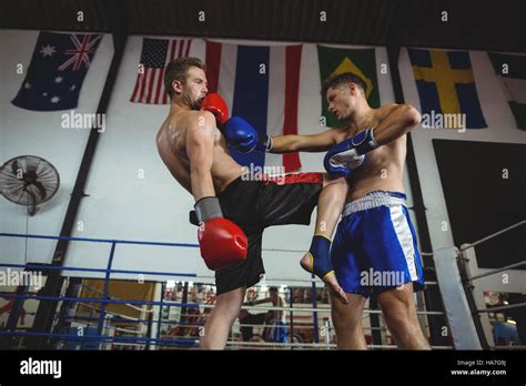 Boxers Fighting In Boxing Ring Stock Photo Alamy