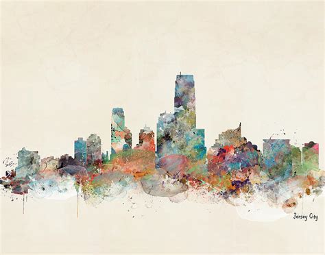 Jersey City New Jersey Skyline Painting by Bri Buckley - Fine Art America