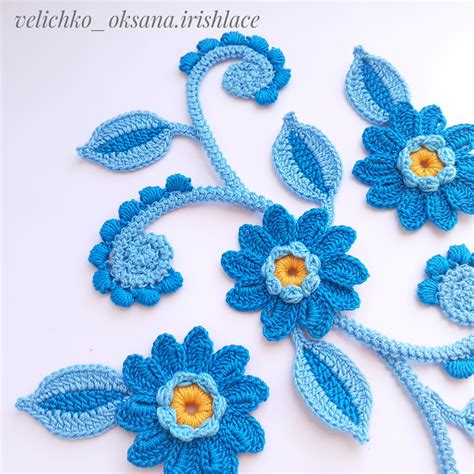 Set Irish Crochet Flower Leaf Pattern Ireland Lace Motifs Easy Crochet Leaves And Flowers