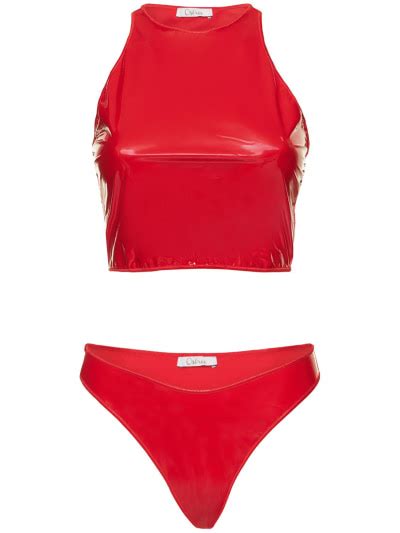 Latex effect sporty bikini set Oséree Swimwear Women Luisaviaroma