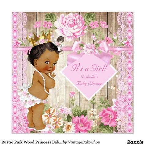 Rustic Pink Wood Princess Baby Shower Ethnic Invitation Zazzle