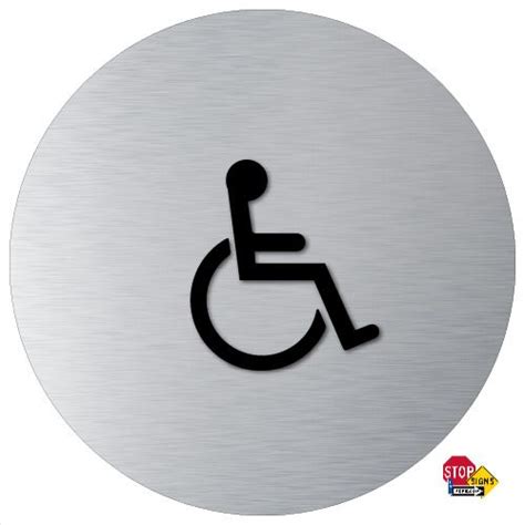 Ada Wheelchair Symbol Womens Restroom Round Door Sign 12x12 Brushed Aluminum Door Signs