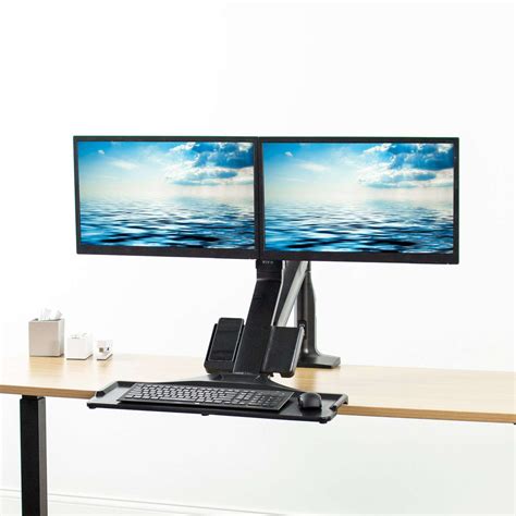 VIVO Sit-to-Stand Dual Monitor Desk Mount Workstation with USB, STAND ...