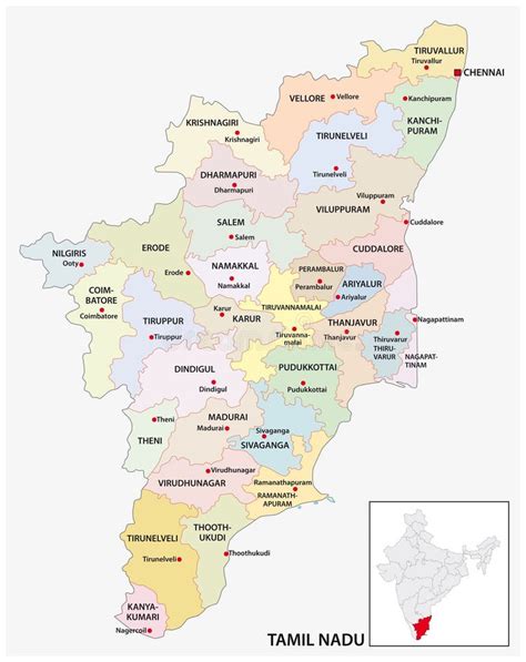 mapa de tamil nadu ilustraciones stock vectores  clipart