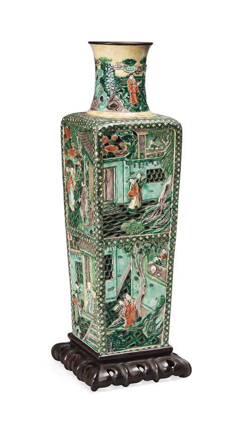 A Chinese Famille Verte Reticulated Vase Th Century Christie S