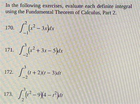 Solved In The Following Exercises Evaluate Each Definite Chegg