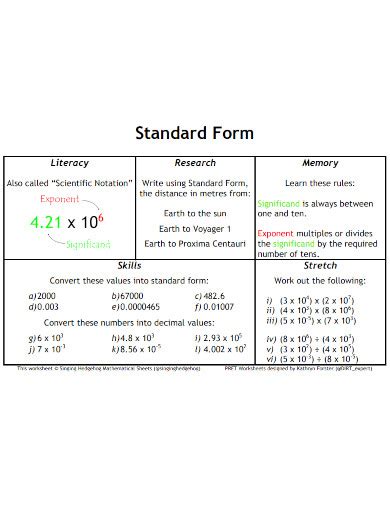 Standard Form - 99+ Examples, Format, How to Solve, PDF