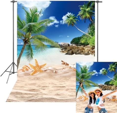 Summer Tropical Beach Backdrop Hawaii Island Palm Trees Sea Luau