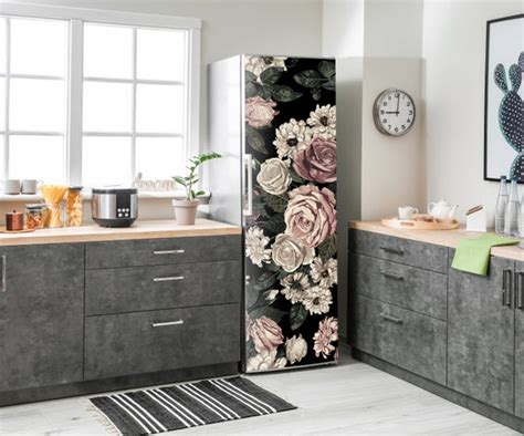 Fridge Wraps Roses Flower Decal Fridge Kitchen Decor Roses Etsy