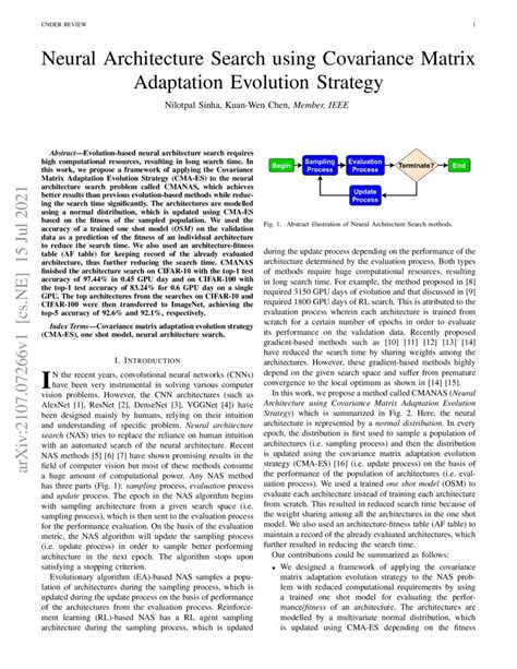 Neural Architecture Search Using Covariance Matrix Adaptation Evolution