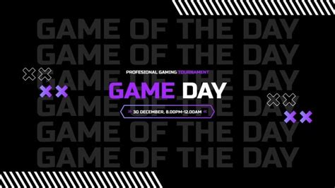 Customize this Modern Game Day Black YouTube Banner design for free