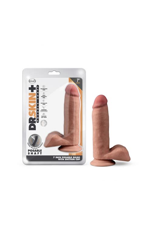 Dr Skin Plus 7 Inch Posable Dildo With Balls Mocha BL 19917