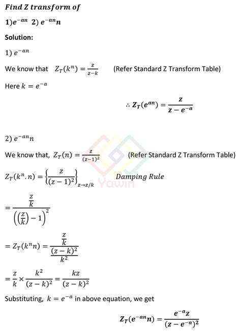 Find Z Transform Of E An And E An N Yawin