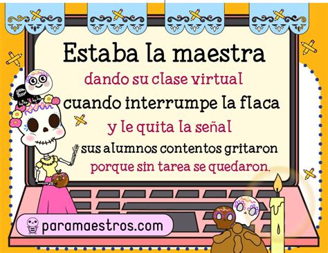 Calaveritas literarias escolares para docentes y alumnos día de